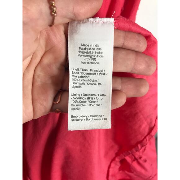 J. Crew Midi Dress Women's 8 Pink V Neck Puff Sleeve Eyelet Tiered Feminine - Picture 8 of 13